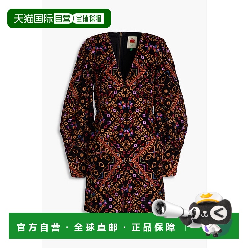 香港直邮FARM RIO 女士 刺绣棉质灯芯绒迷你连衣裙 312165EMBROID