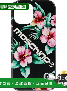 1h可退 香港直邮Moschino 莫斯奇诺 女士 黑色 Flowers Logo iPho