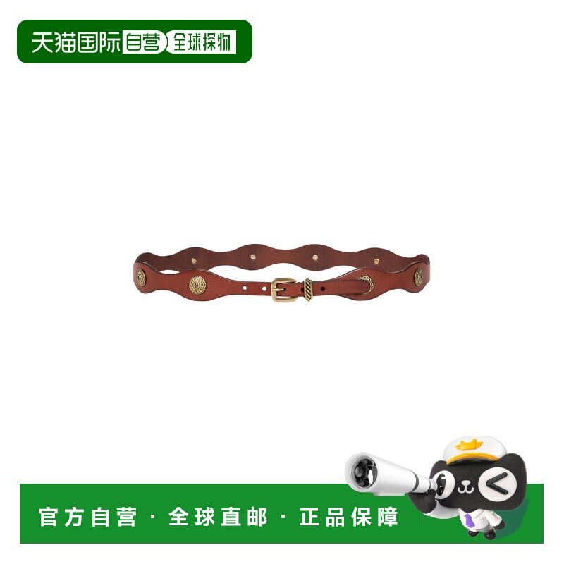 1h可退 Etro 艾特罗 女士 皮革铜制皮带 brown棕色 舒适时尚腰带