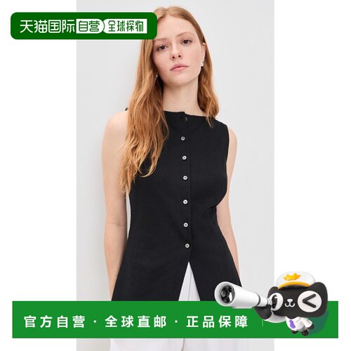香港直邮THEORY 希尔瑞 女士 一字领切角上衣 black黑色 舒适时尚