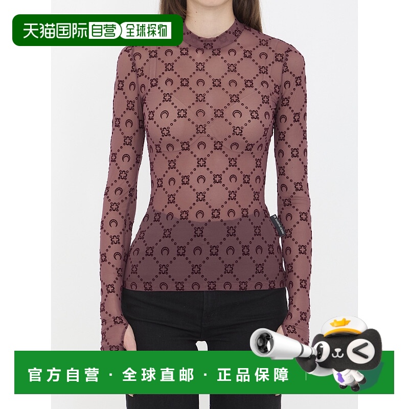 1h可退 香港直邮Marine Serre 女士 Moon 网纱高领上衣 WTO388ACJ