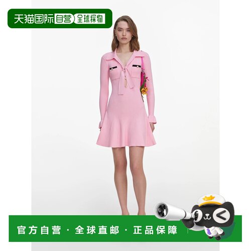 香港直邮Self-Portrait 女士 粘胶纤维针织打结领迷你连衣裙 PF26