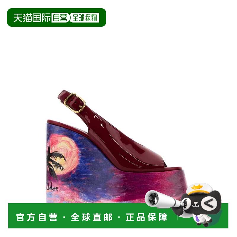 香港直邮Chloe 蔻依 女士 Tiziano Maxime 红色皮质坡跟鞋 CH26U0