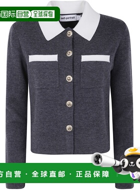 1h可退 香港直邮Self-Portrait 女士 灰色撞色领子针织开衫 PF250