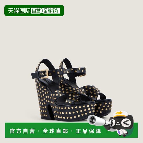 自营欧洲直邮Givenchy纪梵希 Clog女士黑色皮革铆钉厚底凉鞋