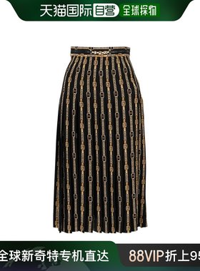 香港直邮CELINE 22SS 桑蚕丝双绉百褶裙 Women印花半身裙中长款