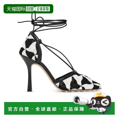 1h可退 【99新未使用】香港直邮Bottega Veneta 黑色网眼高跟凉鞋