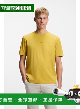 自营欧洲直邮Hugo Boss 男士黄色棉圆领短袖T恤
