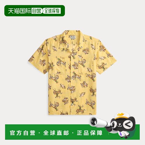 自营欧洲直邮Ralph Lauren拉夫劳伦 男士黄色/多色亚麻棉质工装衬