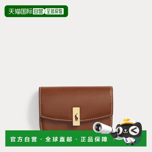 自营欧洲直邮Ralph Lauren拉夫劳伦 Polo ID女士棕色皮革卡包