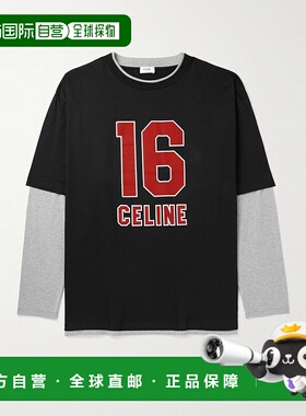 香港直邮Celine 思琳 男士 层叠感徽标印花棉针织T恤 2X87E671Q