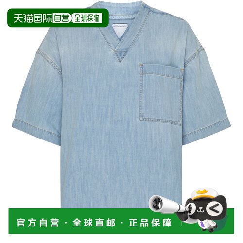 自营欧洲直邮Bottega Veneta/葆蝶家 轻微褪色牛仔T恤短袖上衣