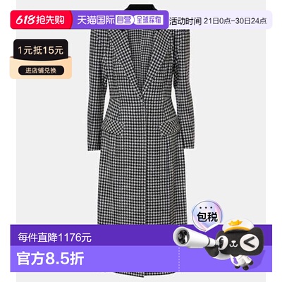 香港直邮NORMA KAMALI 诺玛 卡玛丽 女士 千鸟格格子时尚西装大衣