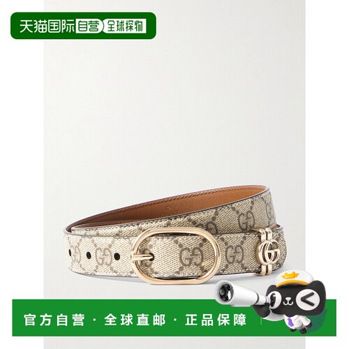 1h可退 香港直邮Gucci 古驰 女士 饰椭圆形搭扣GG腰带 813004FAD1