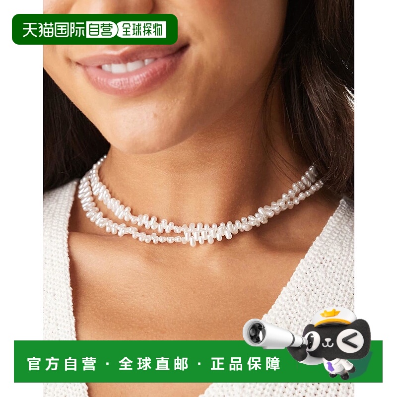 1h可退 香港直邮ASOS 女士 chippings 设计多排人造珍珠项链