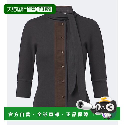 香港直邮Lemaire 女士 棉麻混纺针织T恤 grey灰色 舒适时尚