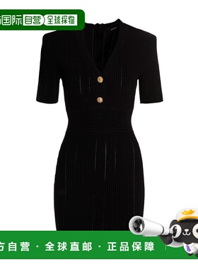 香港直邮Balmain 镂空针织连衣裙 AF1R6030KB39包臀裙