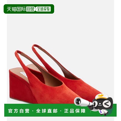 香港直邮alaia 女士 Cube 绒面革露跟坡跟鞋 orange橙色 舒适时尚