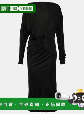 1h可退 香港直邮KHAITE 女士 Oron 褶皱针织长款连衣裙 black黑色