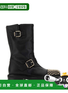 1h可退 香港直邮Jimmy Choo 周仰杰 女士 II 黑色皮质骑士靴子 BI