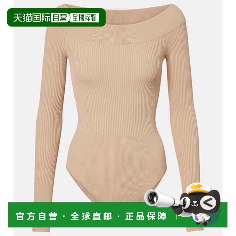 香港直邮alaia 女士 罗纹针织露肩连体衣 beige米色 舒适时尚性感