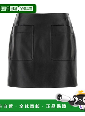 香港直邮Bottega Veneta 葆蝶家 女士 黑色皮革迷你半身裙 844002