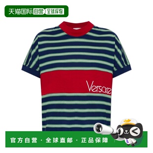 Versace 条纹T恤 10259081A18439短袖上衣女装