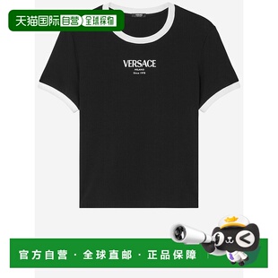 1h可退 香港直邮versace 范思哲 女士 弹力圆领T恤 10226561A1668
