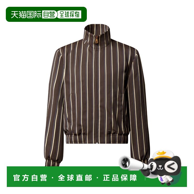 自营欧洲直邮LV路易威登 男士咖啡色条纹拉链运动夹克