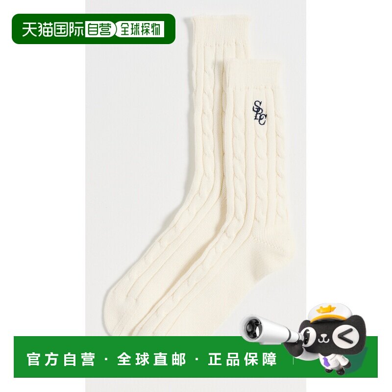 1h可退 美国直邮SPORTY & RICH 女士 麻花扭纹针织袜子  舒适时尚
