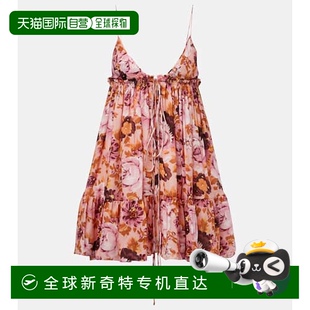 花朵真丝迷你连衣裙 1h可退 女士 香港直邮Chloe pink粉色 蔻依