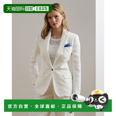 自营欧洲直邮RalphLauren拉夫劳伦 Lauren亚麻混纺斜纹布西装外套