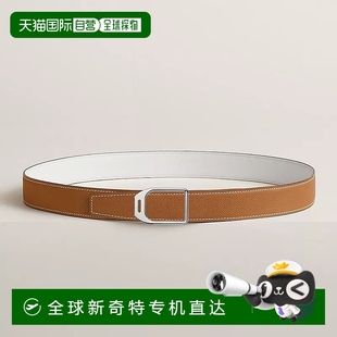 白色小牛皮腰带32mm 1h可退 欧洲直邮Hermes 爱马仕 女士棕色