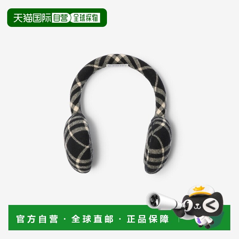 自营欧洲直邮Burberry博柏利 女士黑色/平布米羊毛格纹耳罩