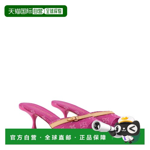 自营欧洲直邮LV路易威登 女士紫红色丹宁老花牛仔半拖穆勒鞋拖鞋