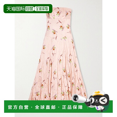香港直邮EMILIA WICKSTEAD 女士 印花起皱缎面中长连衣裙 SS26RTW