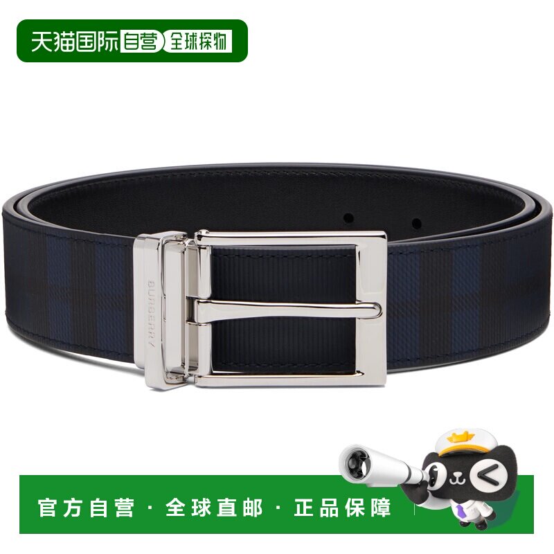 香港直邮Burberry 巴宝莉 男士 海军蓝 Reversible Check 腰带 81