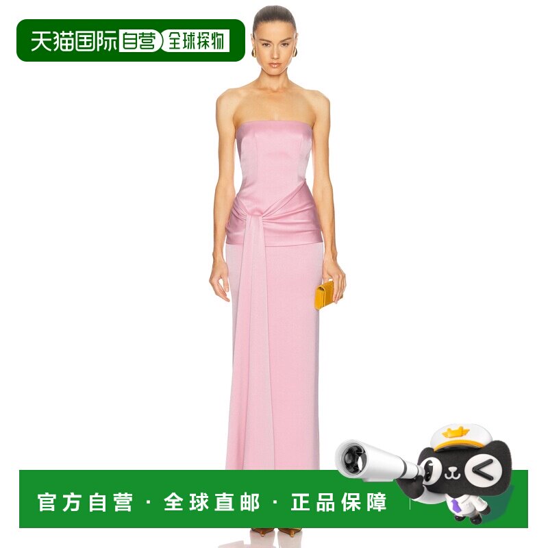 1h可退 美国直邮ALEX PERRY 女士 无肩带垂褶腰带柱型连衣裙 D165