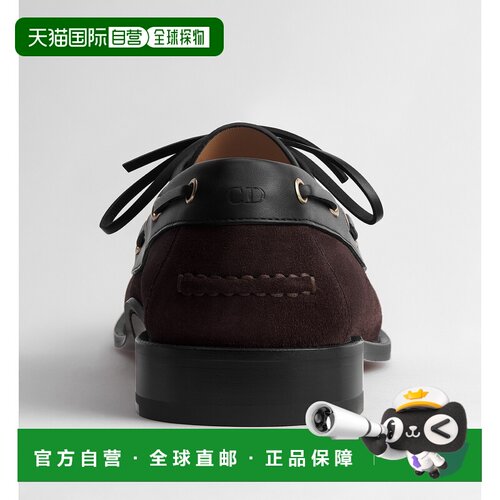 自营欧洲直邮Dior迪奥  Archie男士小牛皮绒面船鞋男鞋深棕色