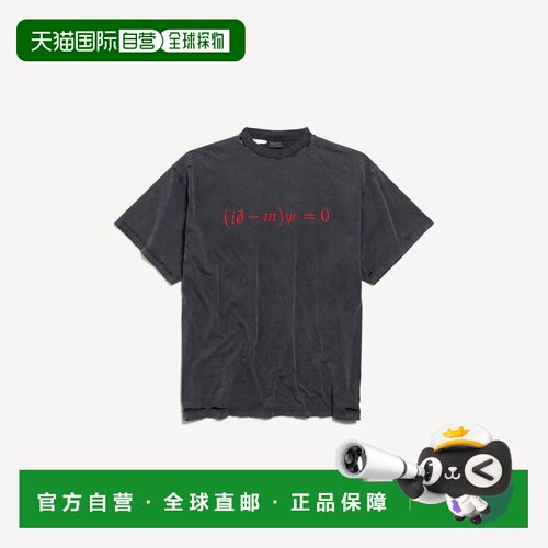 欧洲直邮男士Dirac Equation 宽松T恤（褪色黑/红）短袖上衣男装