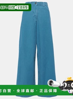 1h可退 香港直邮The Row 女士 Chan 棉质灯芯绒阔腿裤 blue蓝色