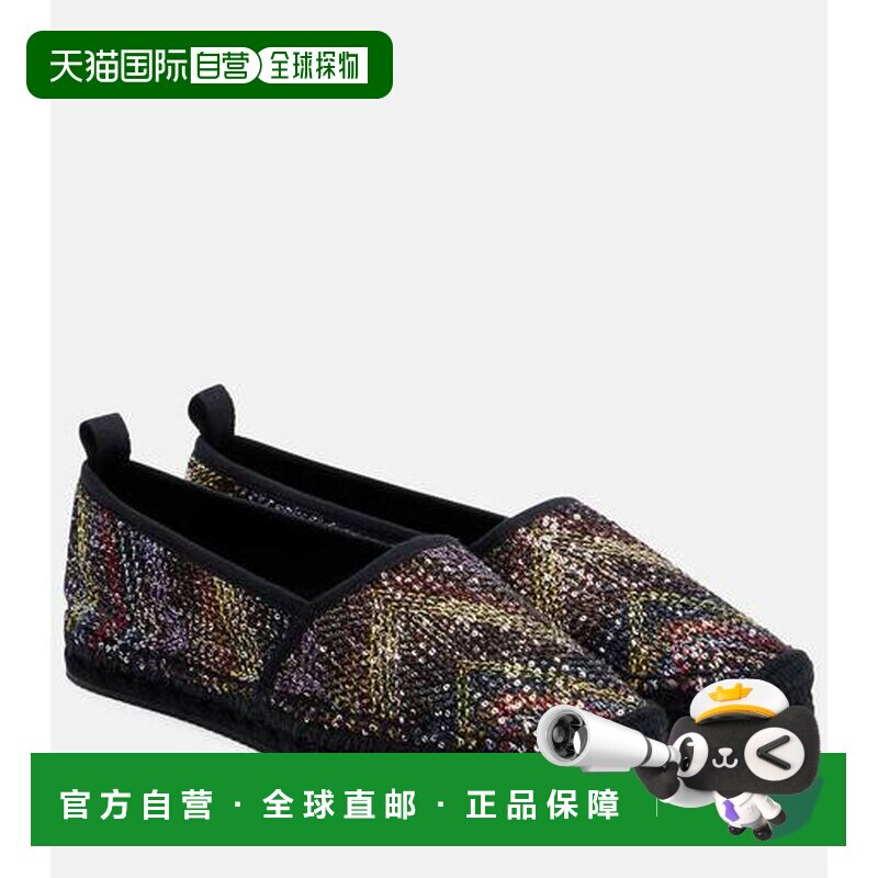 1h可退 香港直邮MISSONI 米索尼 女士 Elle 亮珠片帆布面凉鞋单鞋图片
