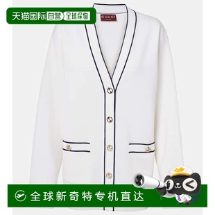 香港直邮Gucci 女士 1h可退 古驰 舒适时 羊毛针织开衫 white白色