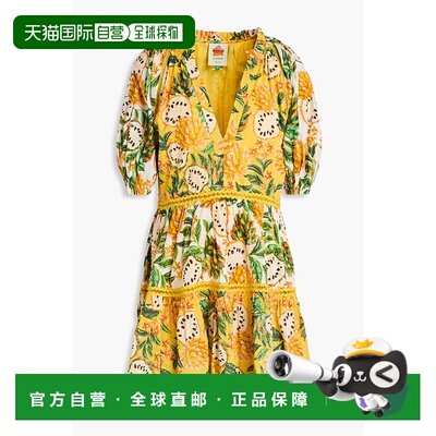 1h可退 FARM RIO 女士 层叠印花瑞士圆点棉质迷你连衣裙