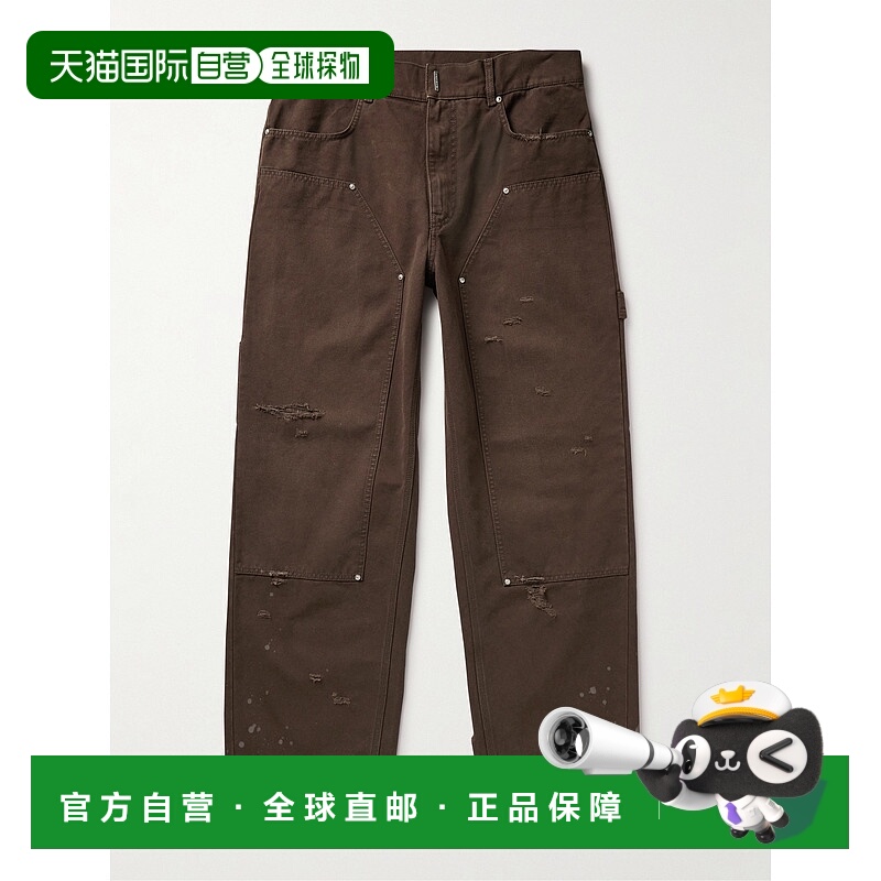 香港直邮Givenchy 纪梵希 男士 木匠阔腿拼接磨破棉质帆布裤子 BM