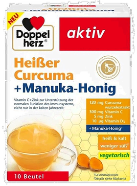 欧洲直邮德国双心Doppelherz补充维生素C+锌热饮 姜黄蜂蜜味10粒