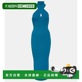 blue蓝色 1h可退 挂脖合身剪裁中长连衣裙 女士 舒 香港直邮Alaia