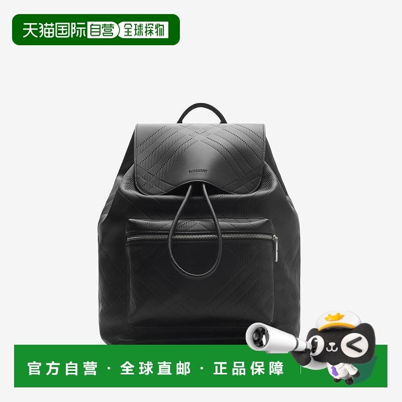 自营欧洲直邮BURBERRY博柏利 男女通用黑色小牛皮双肩包新款