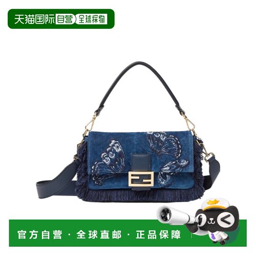 香港直邮FENDI 女士 中号 Baguette牛仔包 crov单肩包手提包