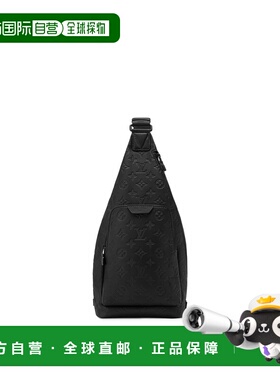 自营欧洲直邮LV路易威登 男士黑色皮革老花图案单肩包